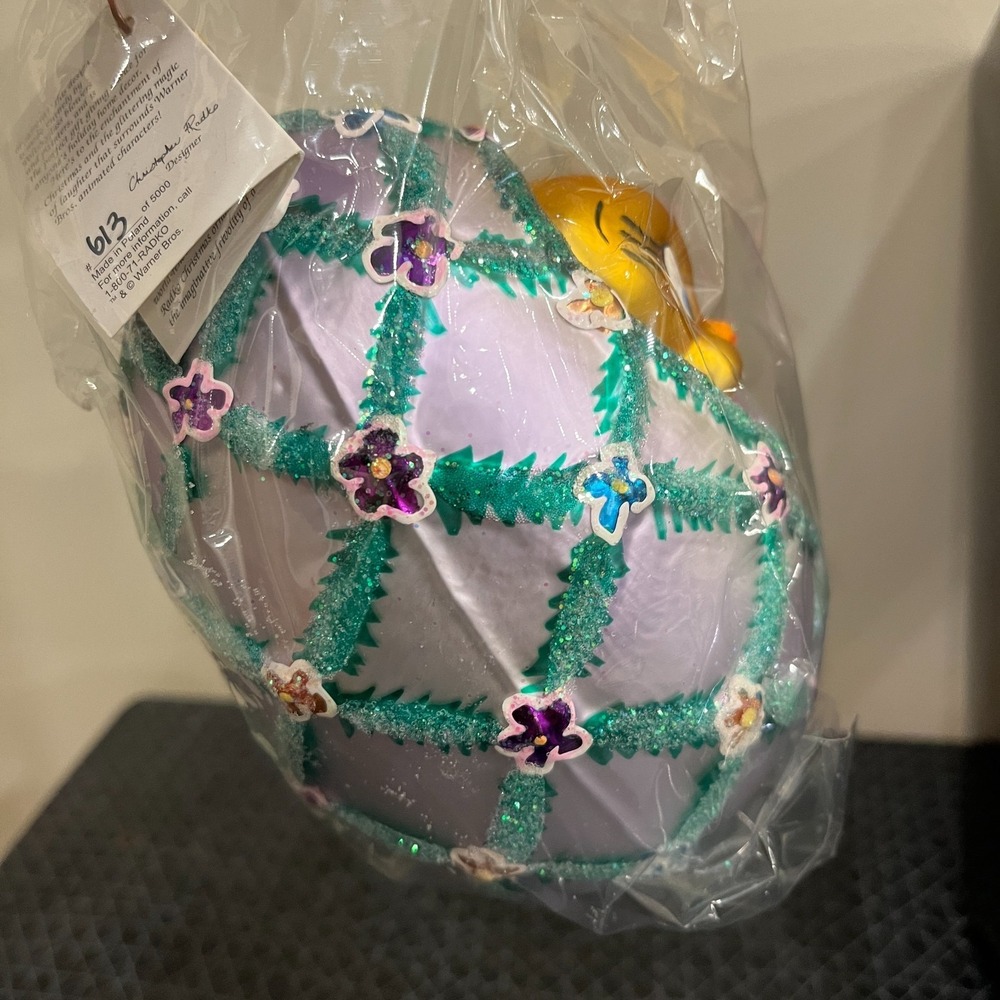 Radko Warner Bros Ornament Faberge Tweety Bird Egg 613 LTD edition, NEW MINT - Picture 8 of 10
